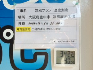 入口外気温測定　34.2℃　40％